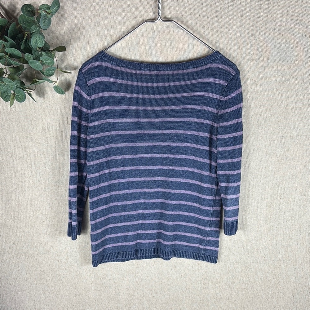 Talbots > Purple Striped Quarter Striped Sweater Petite Medium - Picture 6 of 6